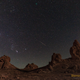 Orion is visible on the bottom left, with a Geminid meteor and 46P/Wirtanen on top